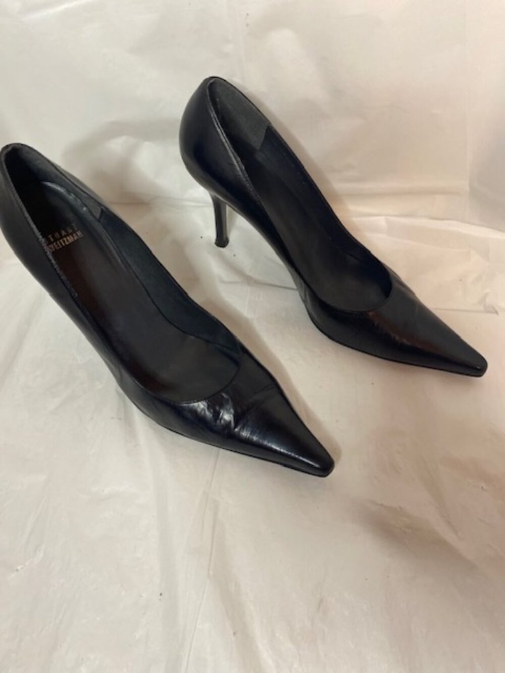 Stuart Weitzman Black Leather Pointed-Toe Pumps Heels - Women’s Size 12N